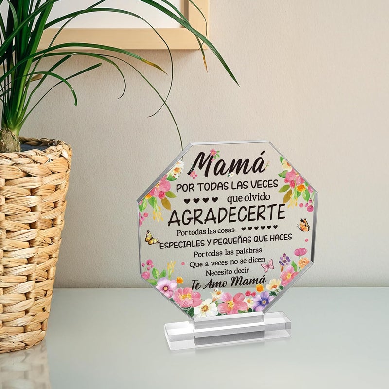 Yopyame Mother’s Day Acrylic Gift - Spanish Mom Birthday Plaque Sign Regalos para Mamá Acrylic Gift for Home Table Desk Shelf Decor Keepsake Gifts for Mom in Spanish Mother’s Gifts from Daughter Son - Image 5
